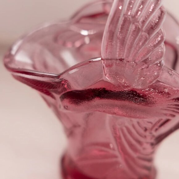 Vintage Pink Glass Indiana/Tiara Bird Basket | Decorative Dish or Vanity Accent - Picture 3 of 6